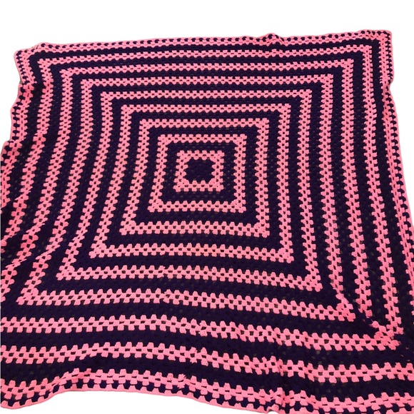 Hand Made Pink and Purple Crochet Tablecloth or Blanket - Picture 3 of 6